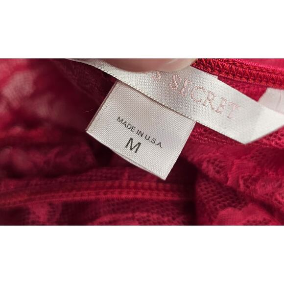 Victoria's secret sexy lace cami teddy lingerie red lycra blend made in USA sz M - Picture 5 of 7